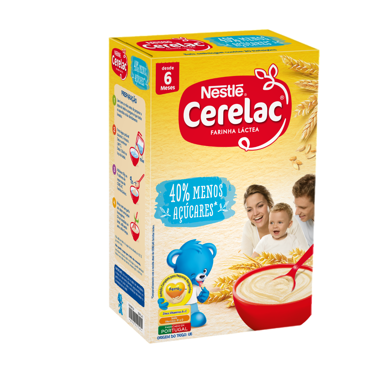 Nestlé Cerelac Farinha Láctea -40% Açúcares 6M+ 900g