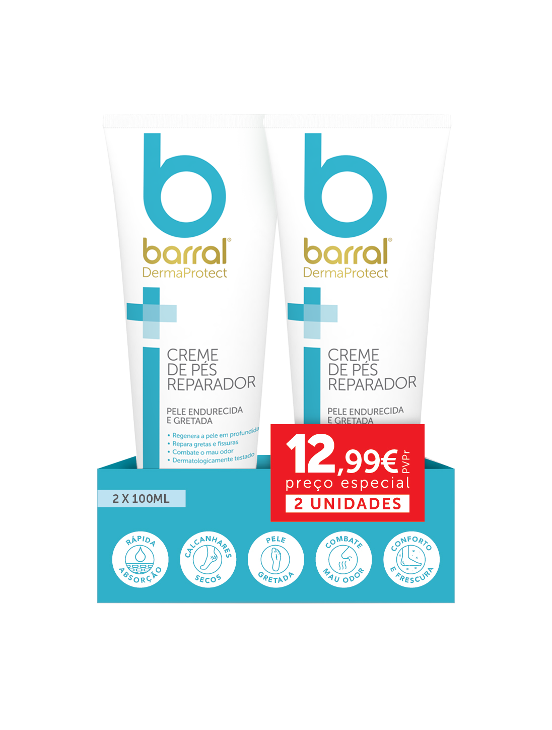 Barral DermaProtect Duo Creme de pés reparador 2 x 100 ml com Preço especial de 12.99€