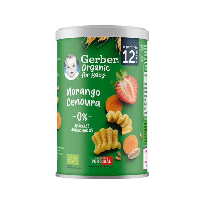 Gerber Organic Snack Morango e Cenoura 35G 12M+