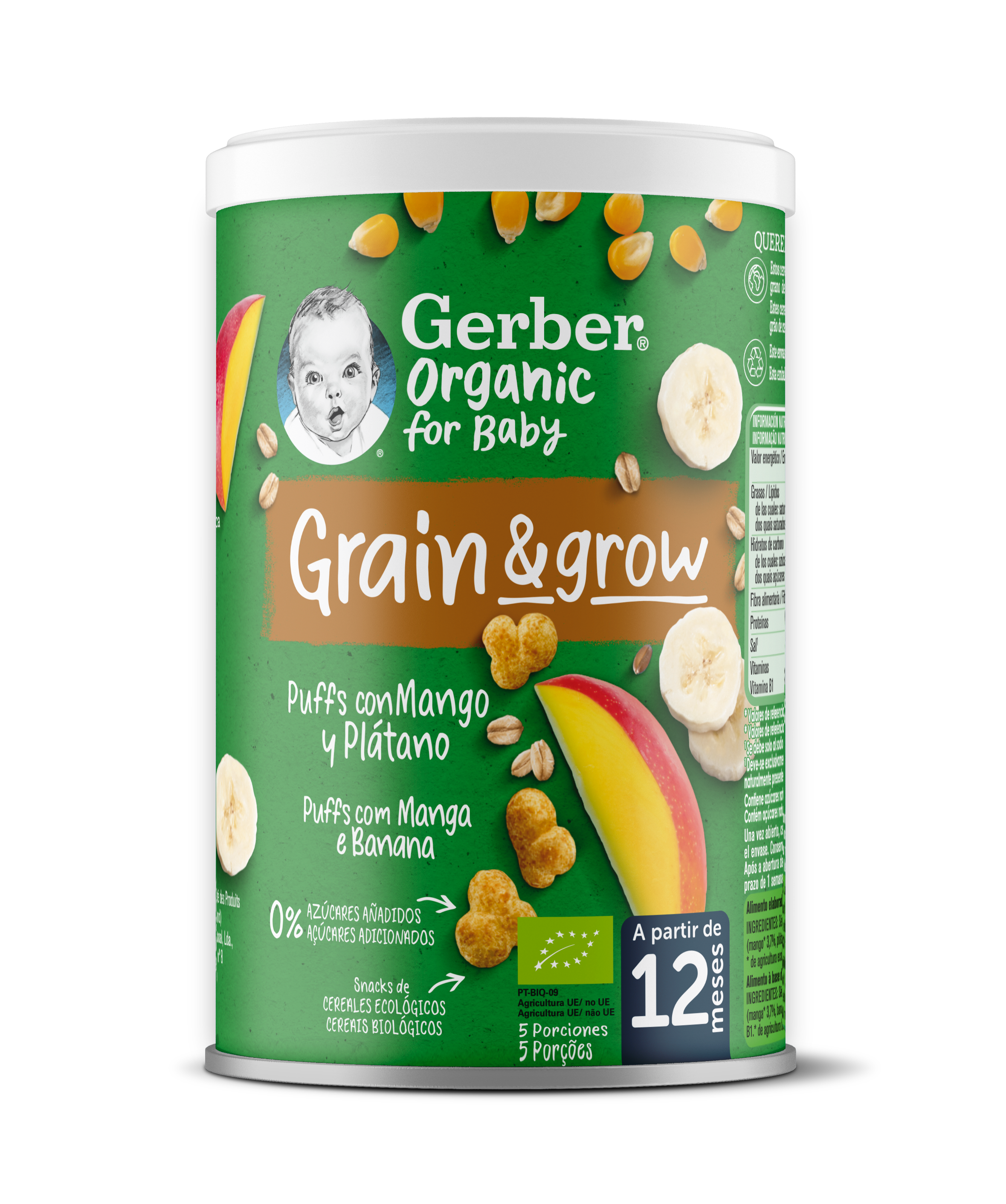 Gerber Organic NutriPuffs Manga e Banana +12M 35g