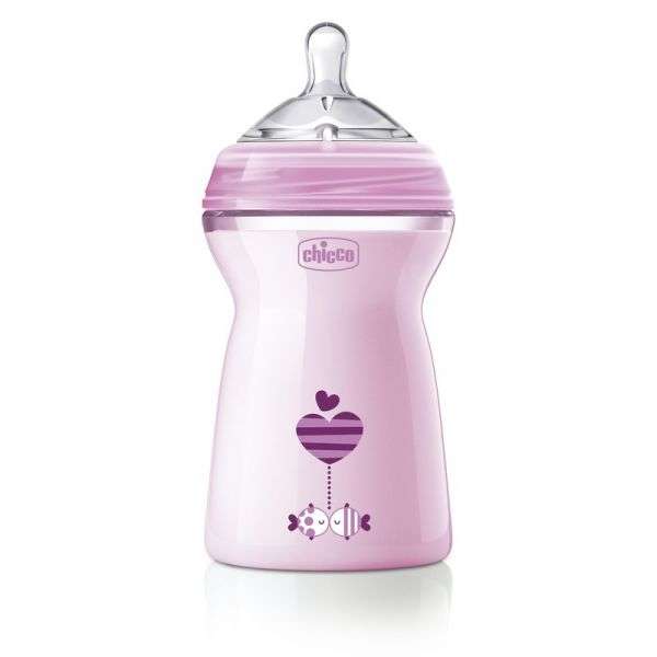 Chicco Biberão Natural Feeling Rosa 6M+ 330 mL