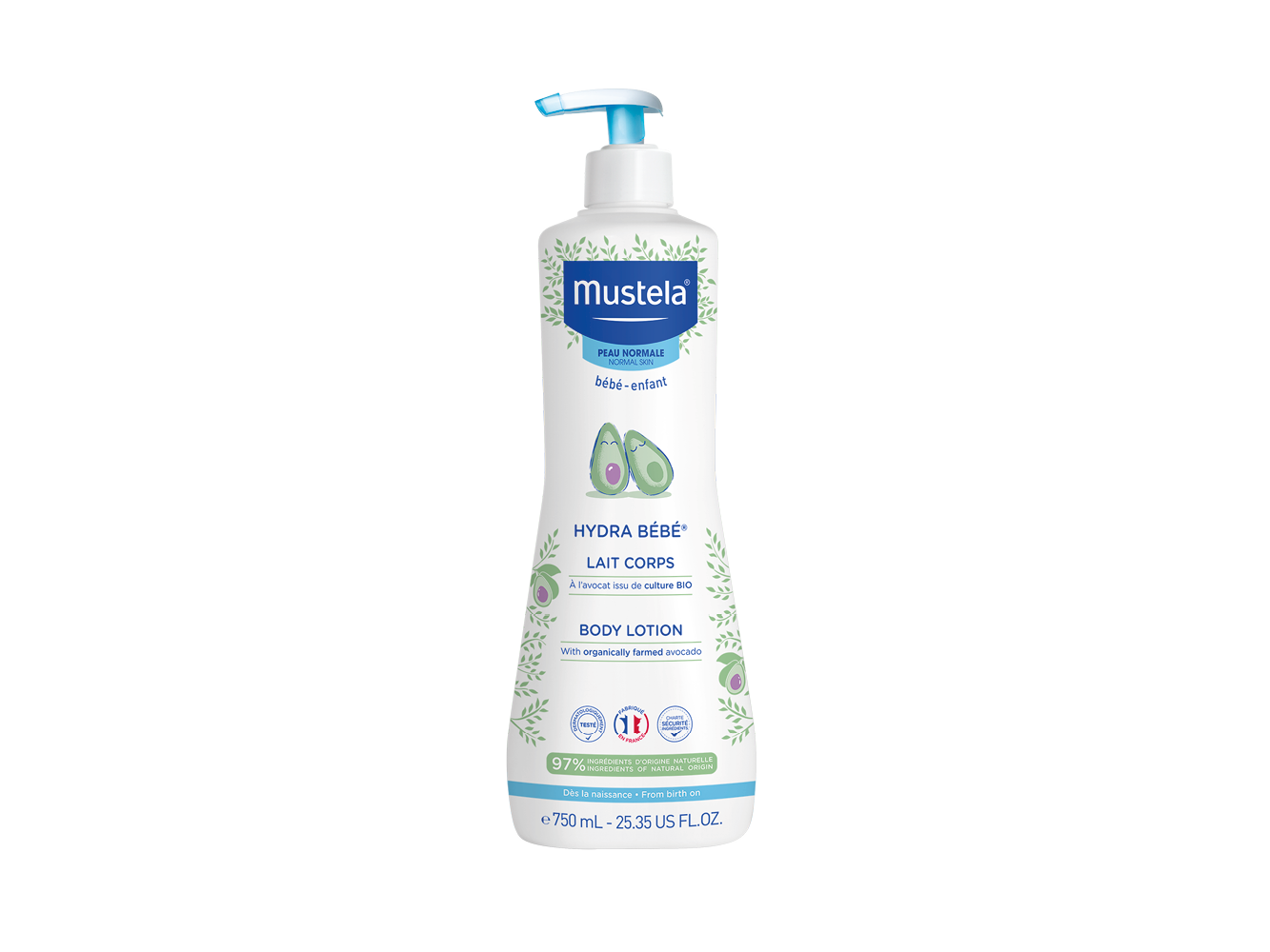 Mustela Bebé Pele Normal Leite Hydra Corporal - 750ml