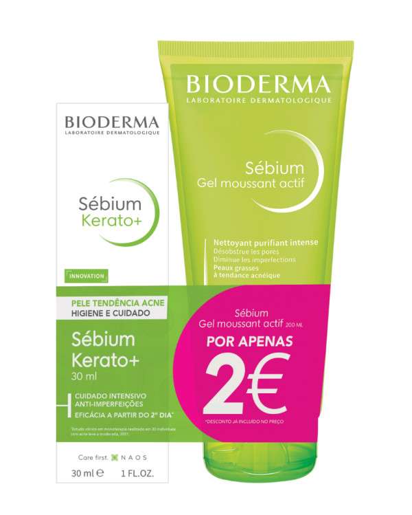 Bioderma Sebium Kerato+ Gel-Creme - 30ml + Gel moussant - 200ml
