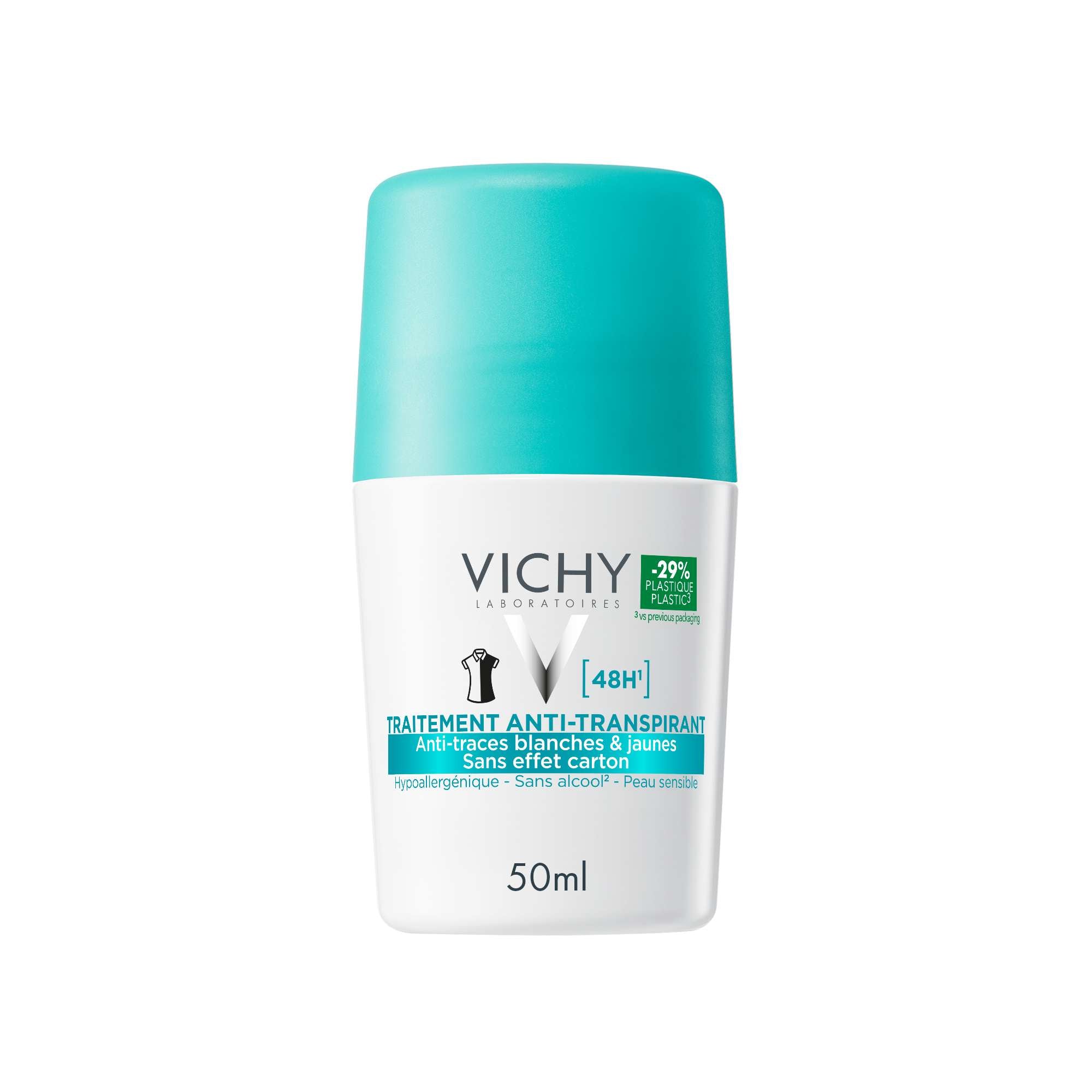Vichy Deo Antitranspirante Roll-On Verde 48H Antimanchas 50Ml