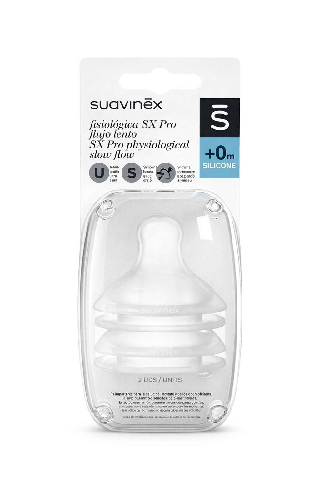 Suavinex Sx Pro Tetina Fisiológica Silicone S 0M+ x2