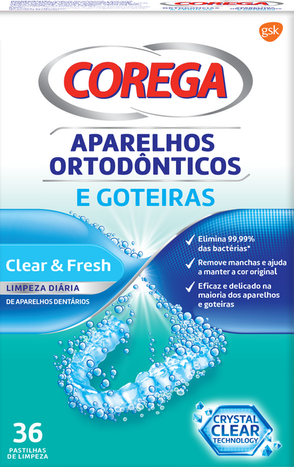 Corega Ortodôntica & Goteiras 36 Pastilhas de Limpeza