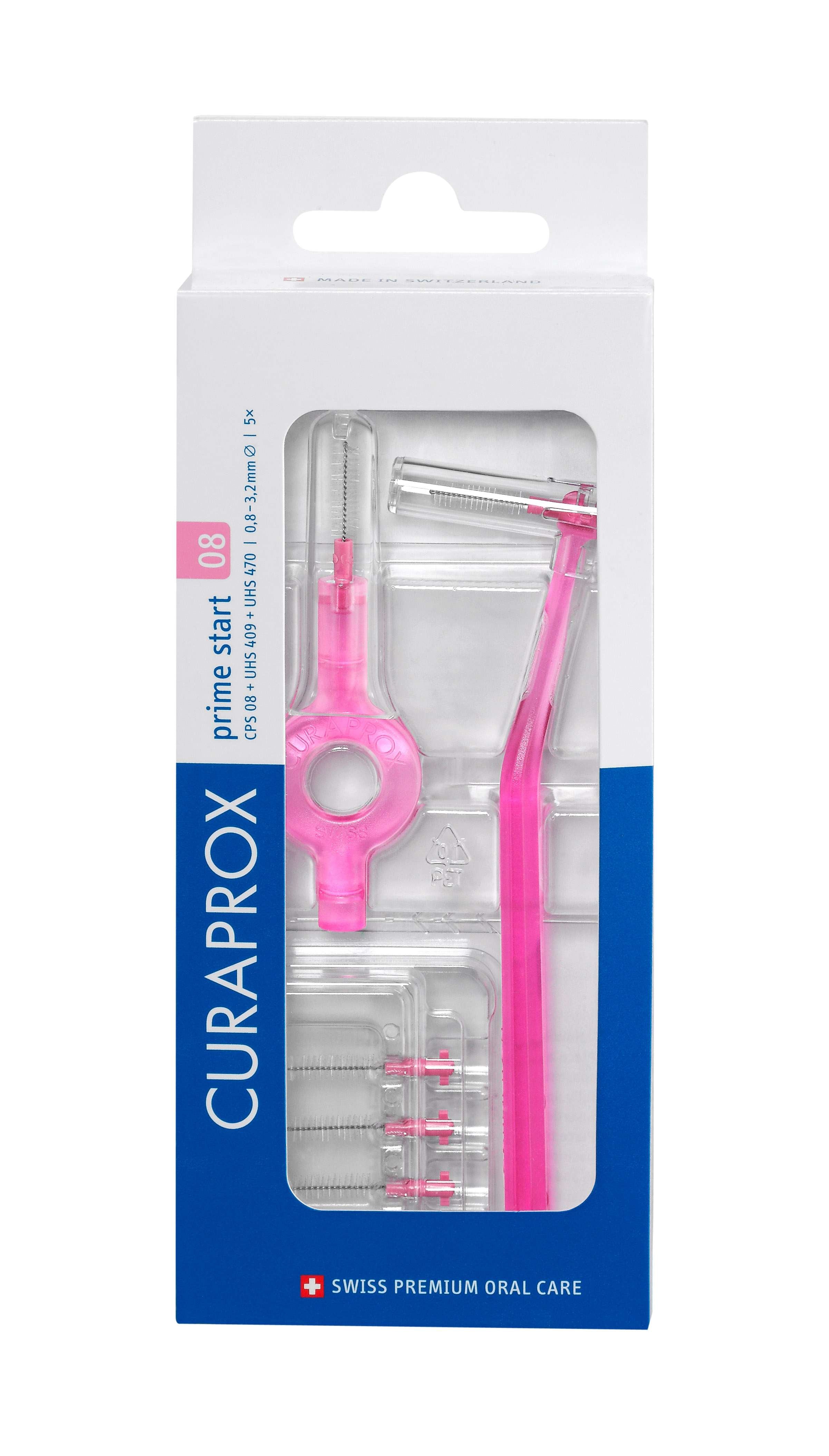 Curaprox Prime Kit Escovilhão Interdental CPS 08 x5 + cabo UHS 409 e 470