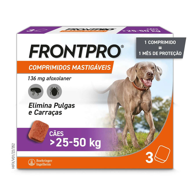 Frontpro 136mg Cães 25-50Kg Comprimidos Mastigáveis x3