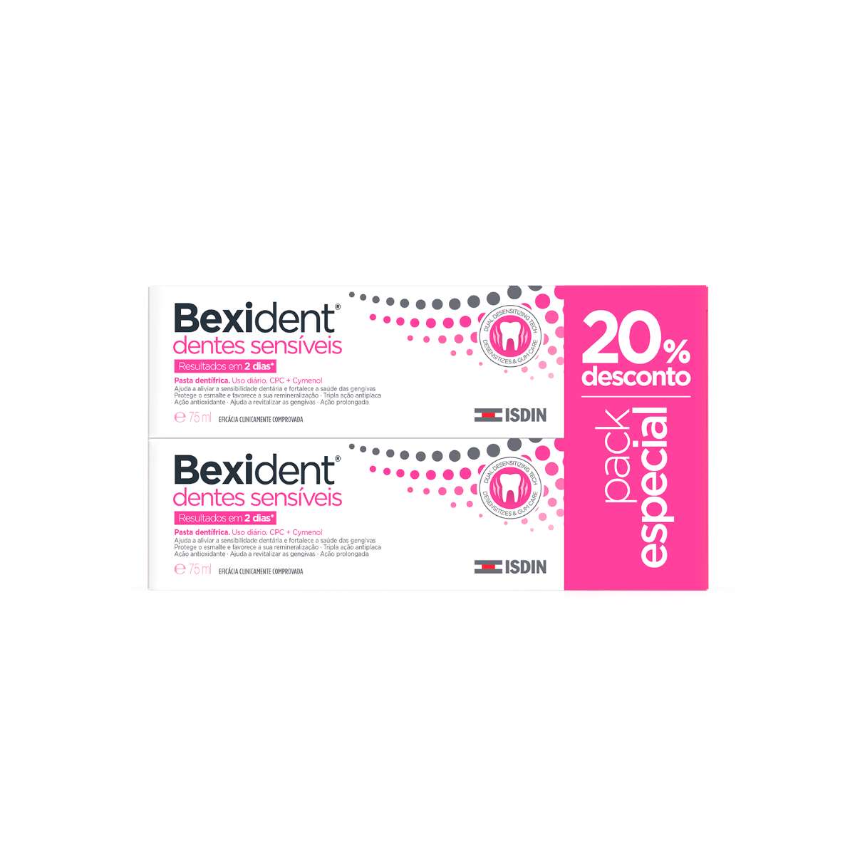 Isdin Bexident Pasta Sensibilidade Dentária 75ml x 2 - 50%