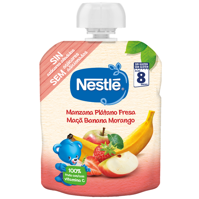 Nestlé Pacotinho de Fruta Maçã Banana Morango 8m+ 90g