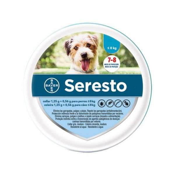 Seresto Coleira 1,25G+0,56G Cão até 8Kg