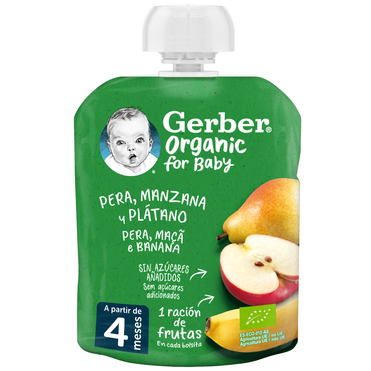 Nestlé Gerber Bio Pacotinho de Fruta Pera Maçã Banana 90g 4M+