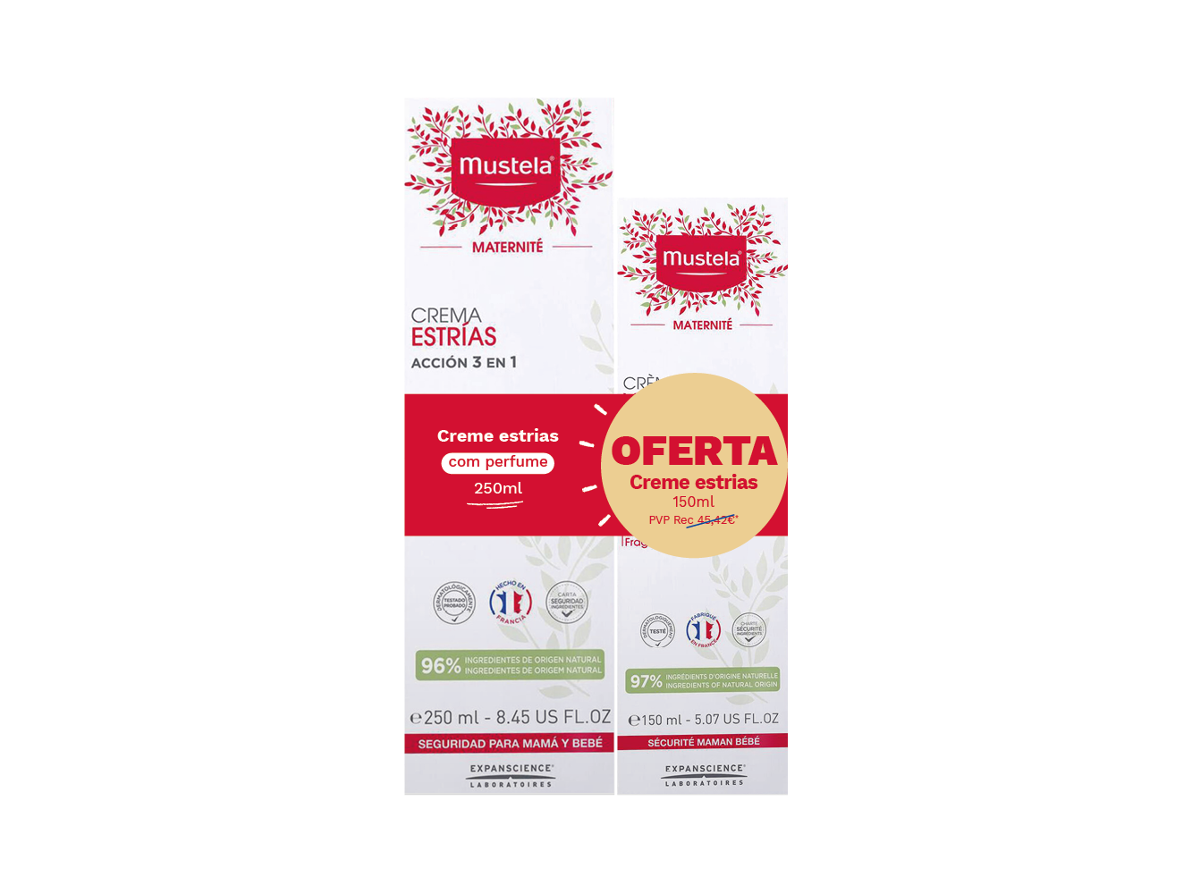 Mustela Maternidade Creme Estrias - 250ml + Oferta 150ml