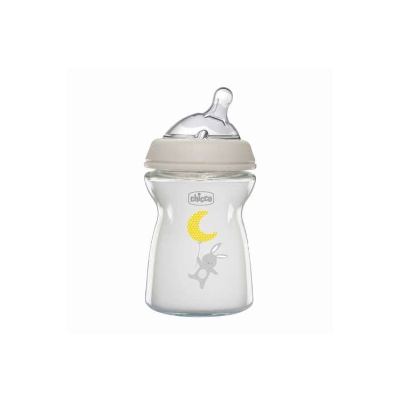 Chicco NautralFeeling Biberão Vidro Coelh 250ml +0M