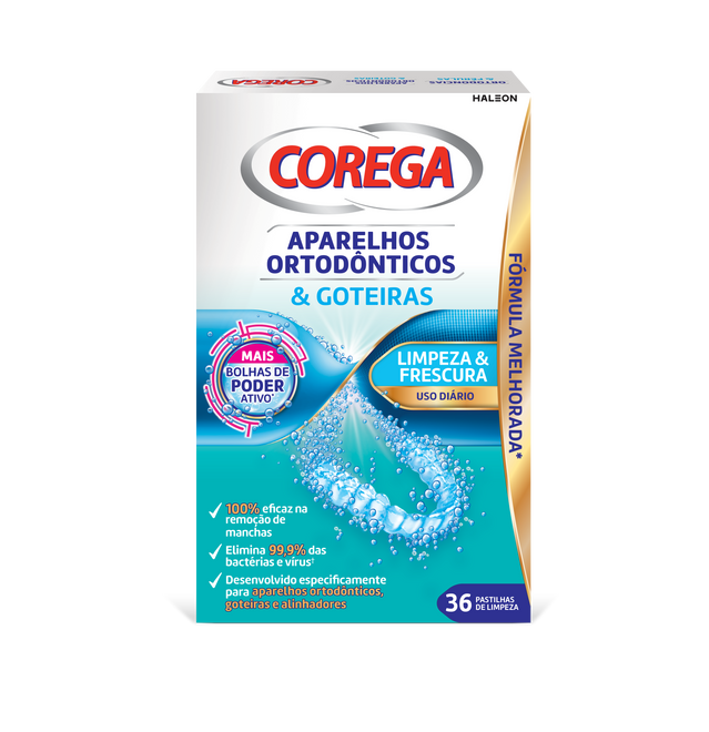 Corega Ortodôntica & Goteiras 36 Pastilhas de Limpeza