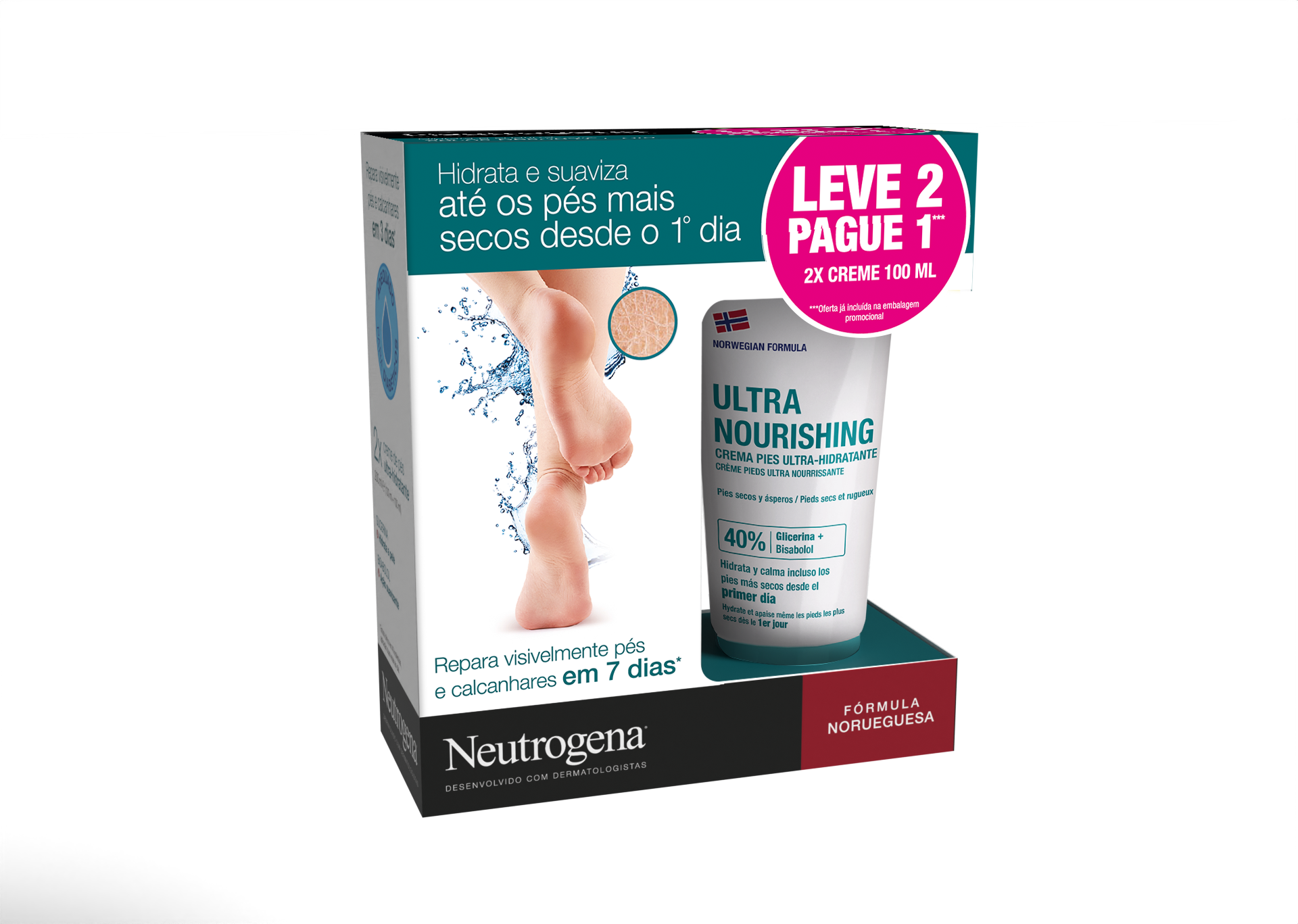 Neutrogena Creme de Pés Ultra-Hidratantes 100ml x2 com oferta de 2ª embalagem