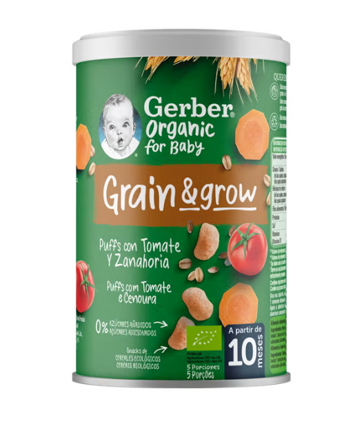 Gerber Organic Grain& Grow Puffs Tomate/Cenoura 35g