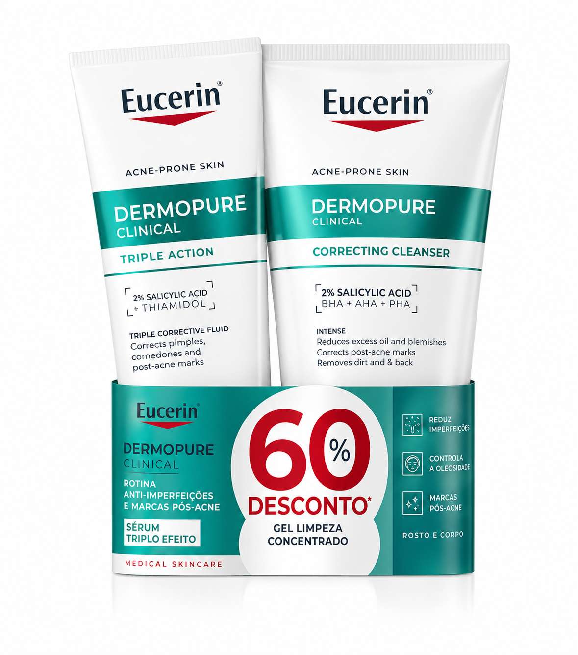 Eucerin Dermopure Sérum Triplo Efeito 40ml  + Gel de Limpeza Concentrado 150ml 50% Desconto