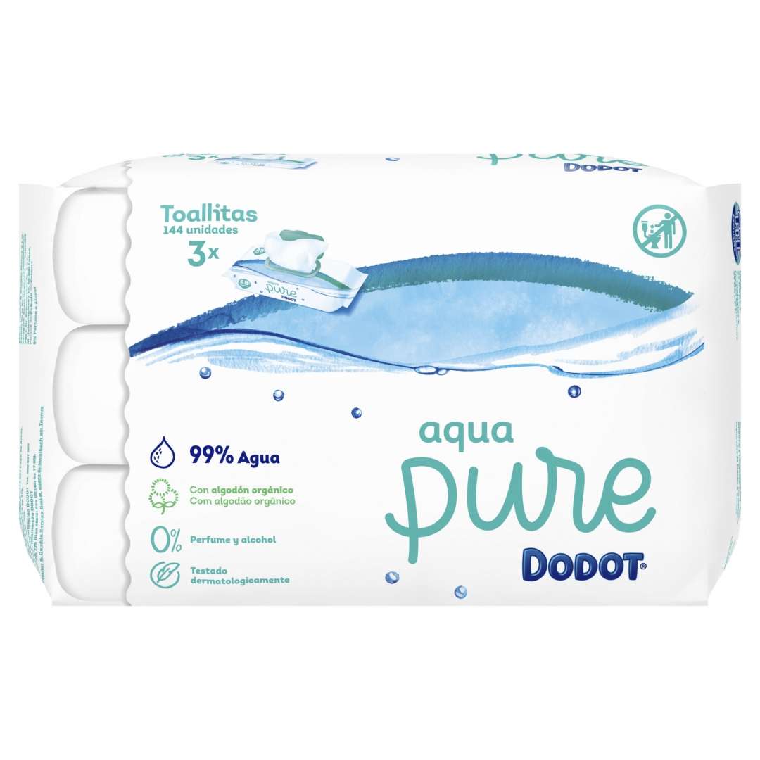 DODOT Aqua Pure Trio Toalhetes Recarga 3 X 48 unidades