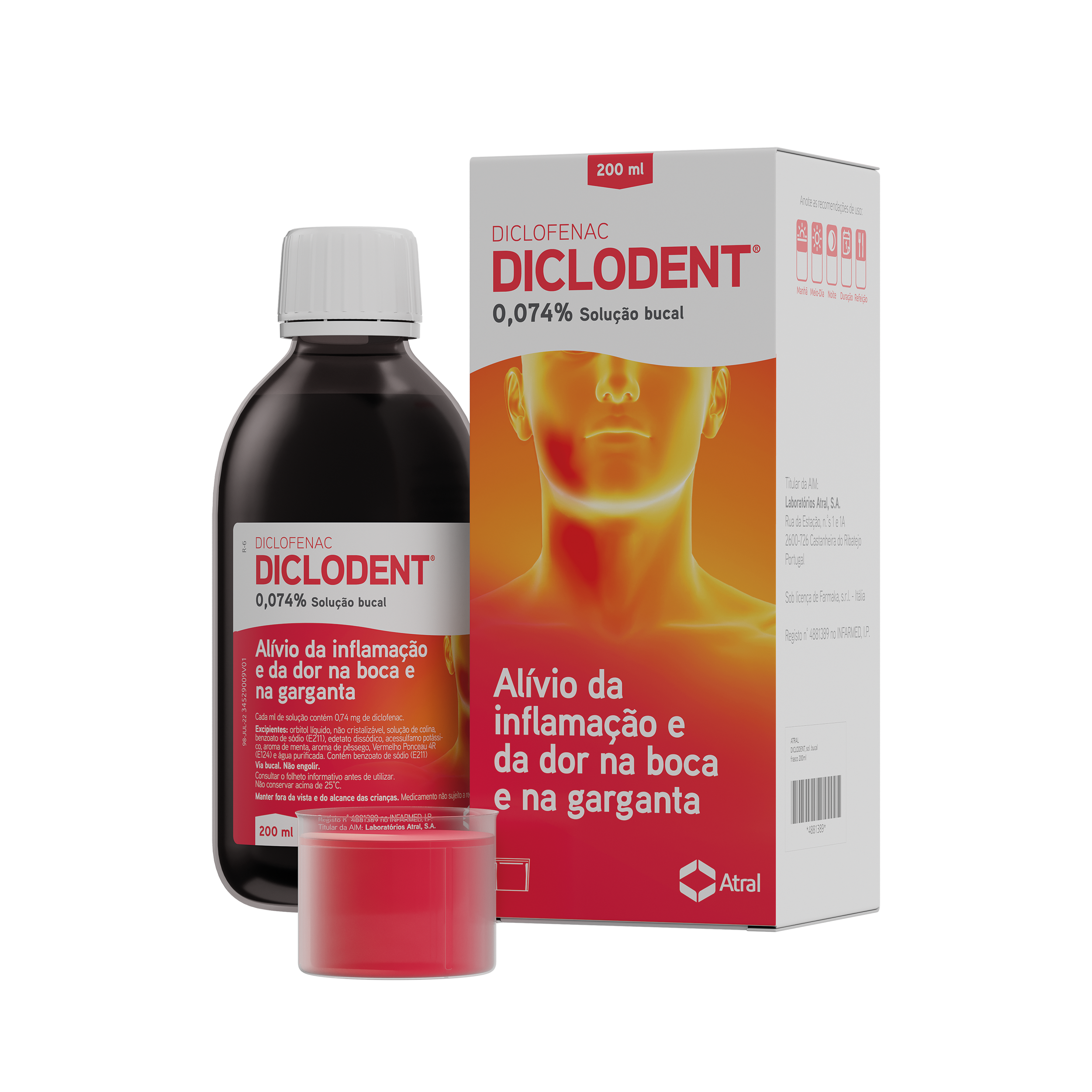 Diclodent 0,074 % Solução Bucal, 148 mg/200 ml
