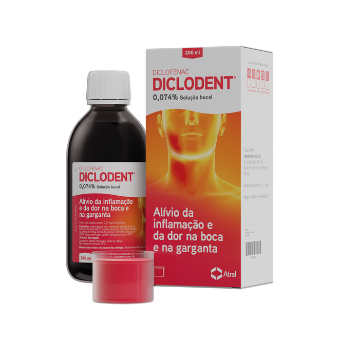 Diclodent 0,074 % Solução Bucal, 148 mg/200 ml