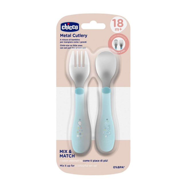 Chicco Talheres Inox _Azul_18M+