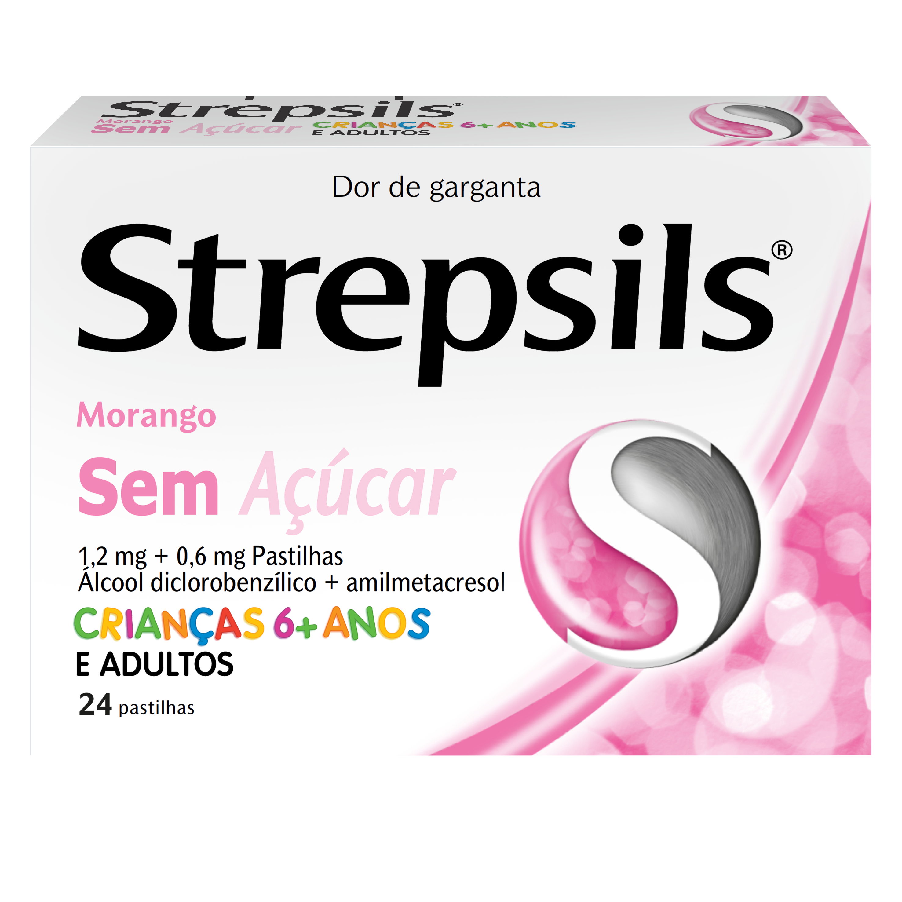Strepsils Morango sem Açúcar 24 pastilhas
