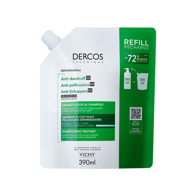Dercos Anticaspa Champô Recarga para Cabelos Secos 390ml