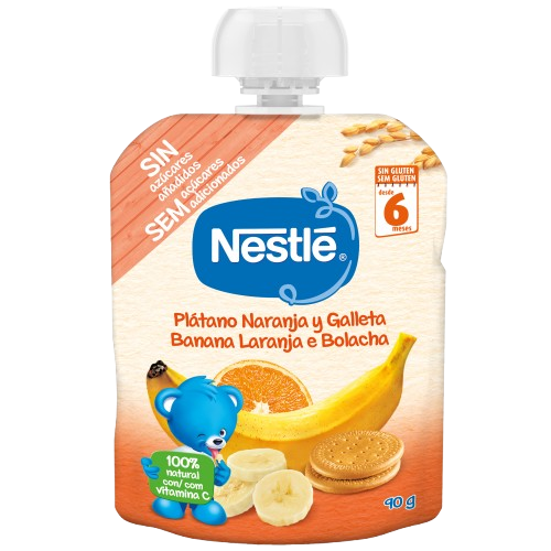 Nestlé Pacotinho de Fruta Banana Laranja e Bolacha 90g 6M+