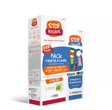 Stop Piolhos Pack Trata e Limpa 100ml c/Oferta de Pente + Champô 125ml