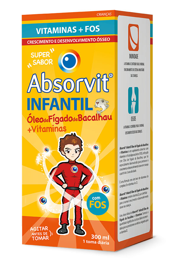 Absorvit Infantil Óleo de Fígado de Bacalhau + Vitaminas Emulsão 300ml