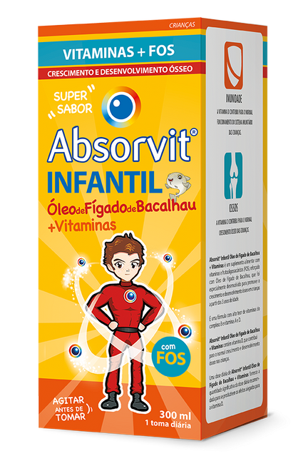 Absorvit Infantil Óleo de Fígado de Bacalhau + Vitaminas Emulsão 300ml