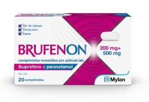 BRUFENON MG, 200 MG + 500 MG BLISTER 20 UNIDADE(S) COMP REVEST PELIC PARACETAMOL