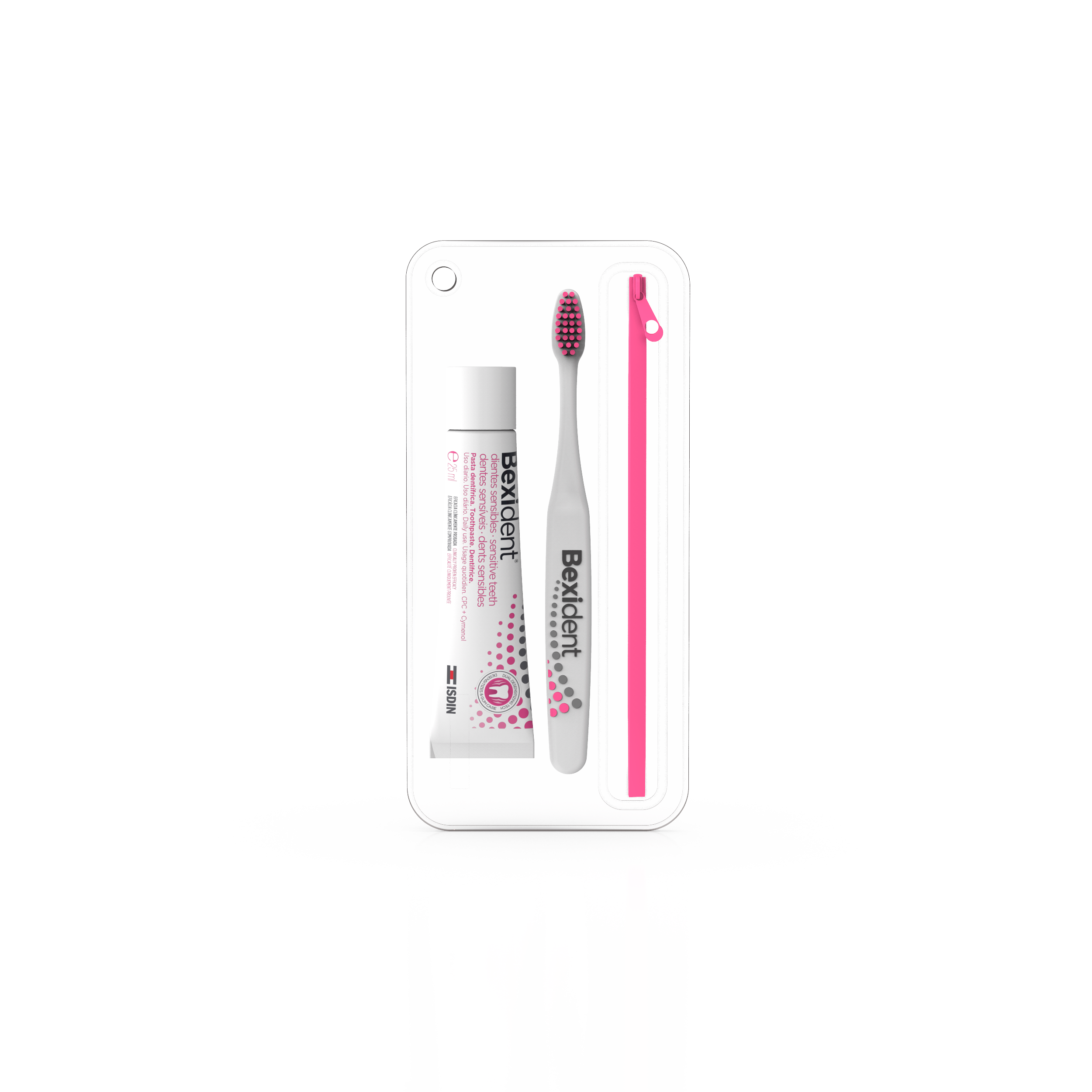 ISDIN Bexident Dentes Sensíveis Smile&Go 25ML- Kit de viagem composto por pasta dentífrica e escova de dentes 