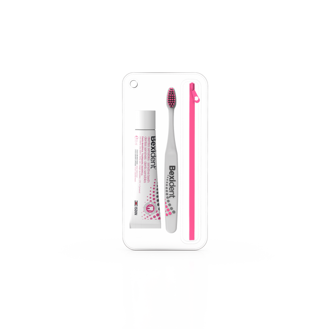 ISDIN Bexident Dentes Sensíveis Smile&Go 25ML- Kit de viagem composto por pasta dentífrica e escova de dentes 