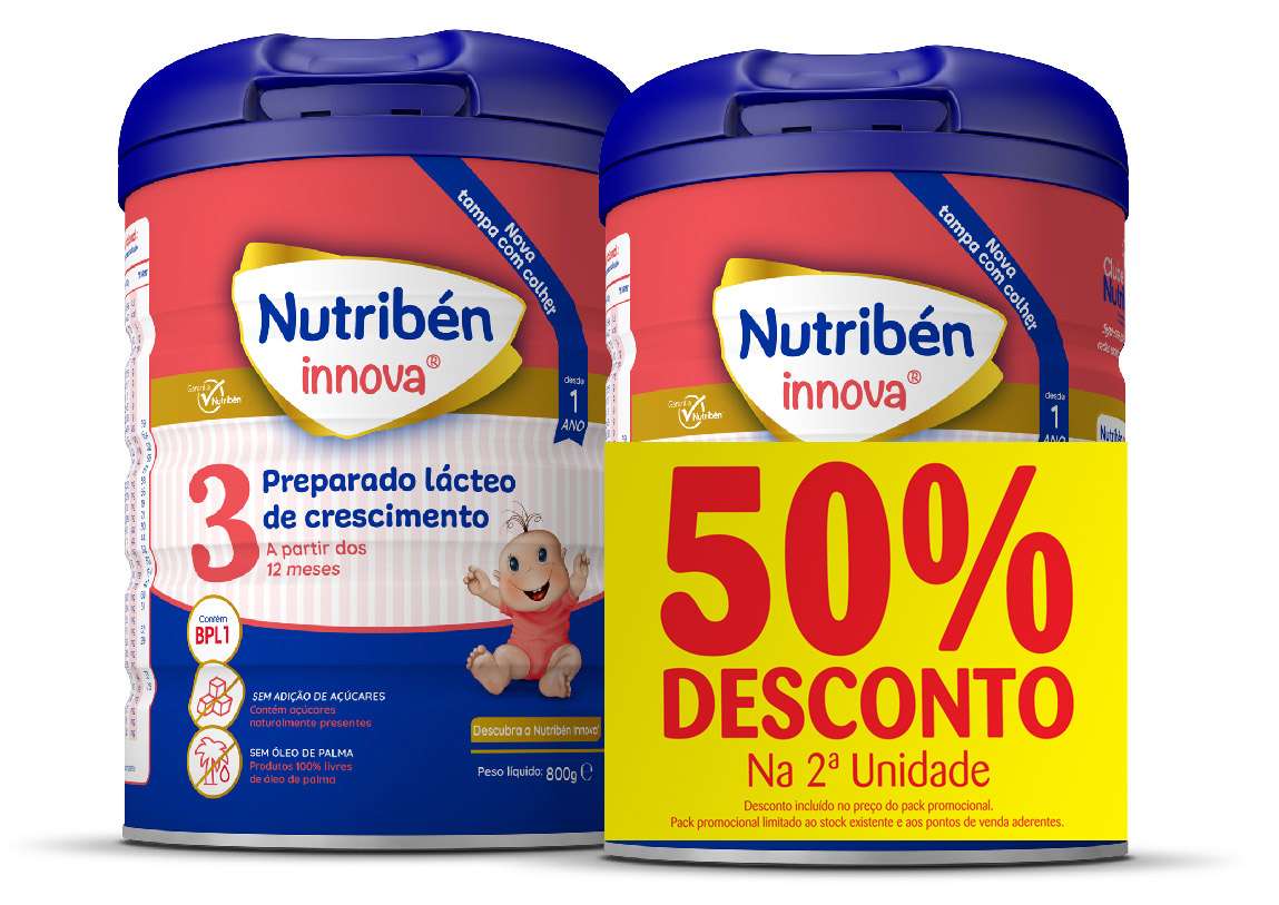 Nutribén Innova 3 Leite Crescimento +12M 800g x2 -50% 2 Unid