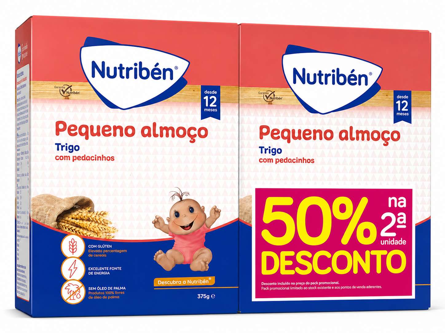 Nutribén Pequeno Almoço Trigo  375g x2 -50% 2 Unidade
