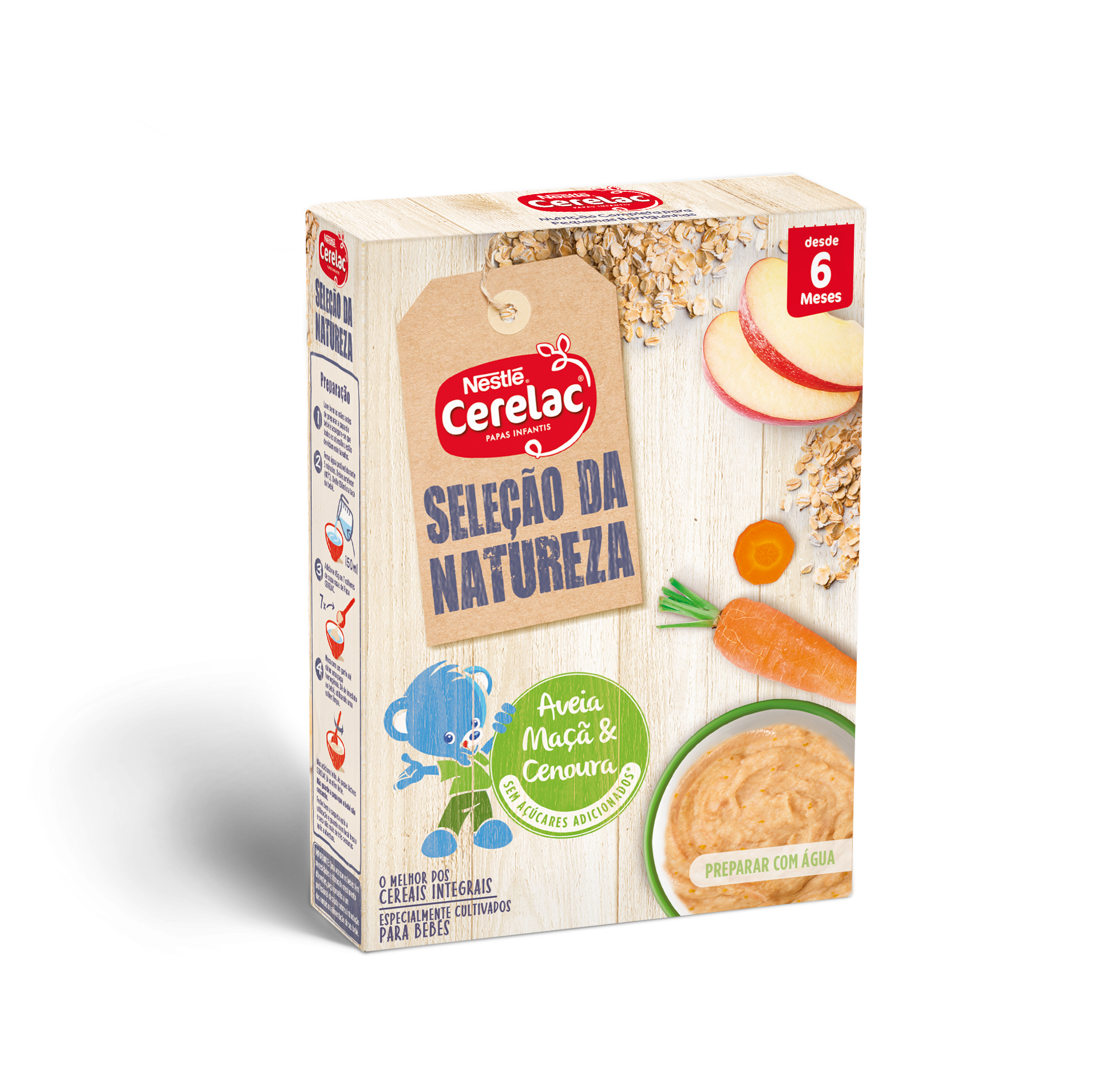 Cerelac Cereais Integrais Aveia Maçã Cenoura 6M 240g