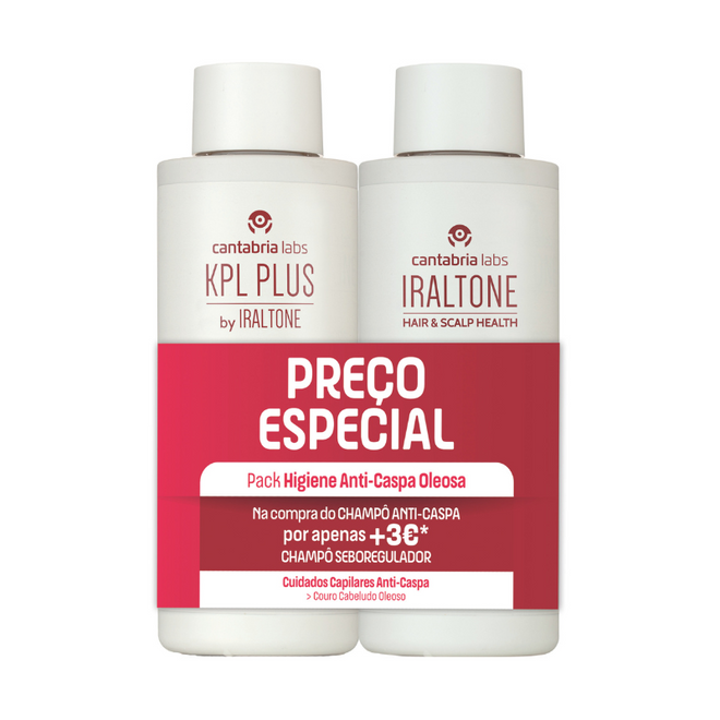KPL Plus Champô Anticaspa Oleosa 200ml + Iraltone Champô Seboregulador 200ml