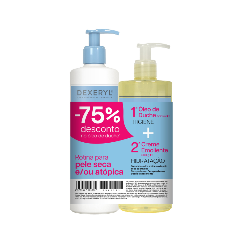 Dexeryl Creme Emoliente - 500g + Oléo Duche - 500ml com 75% Desconto