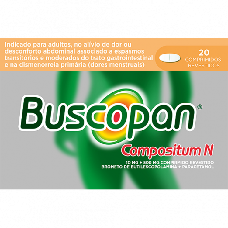 BUSCOPAN COMPOSITUM N, 10/500 MG X 20 COMP REV BUTILESCOPOLAMINA