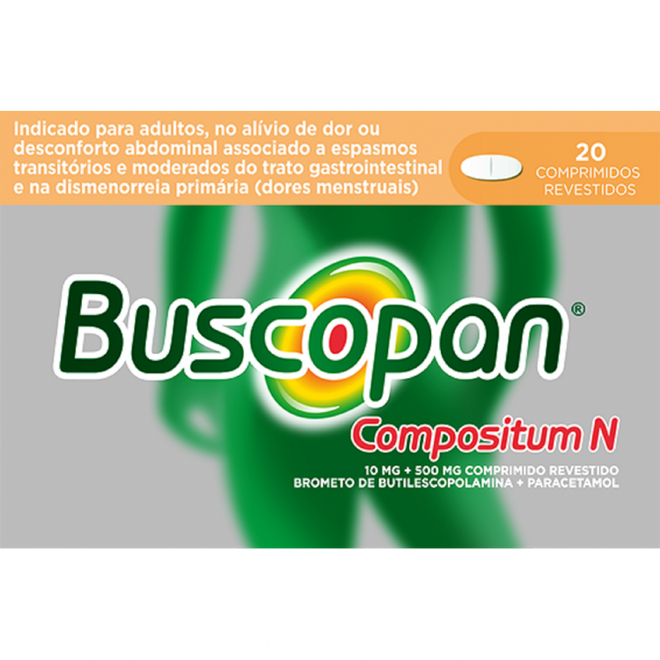 BUSCOPAN COMPOSITUM N, 10/500 MG X 20 COMP REV BUTILESCOPOLAMINA