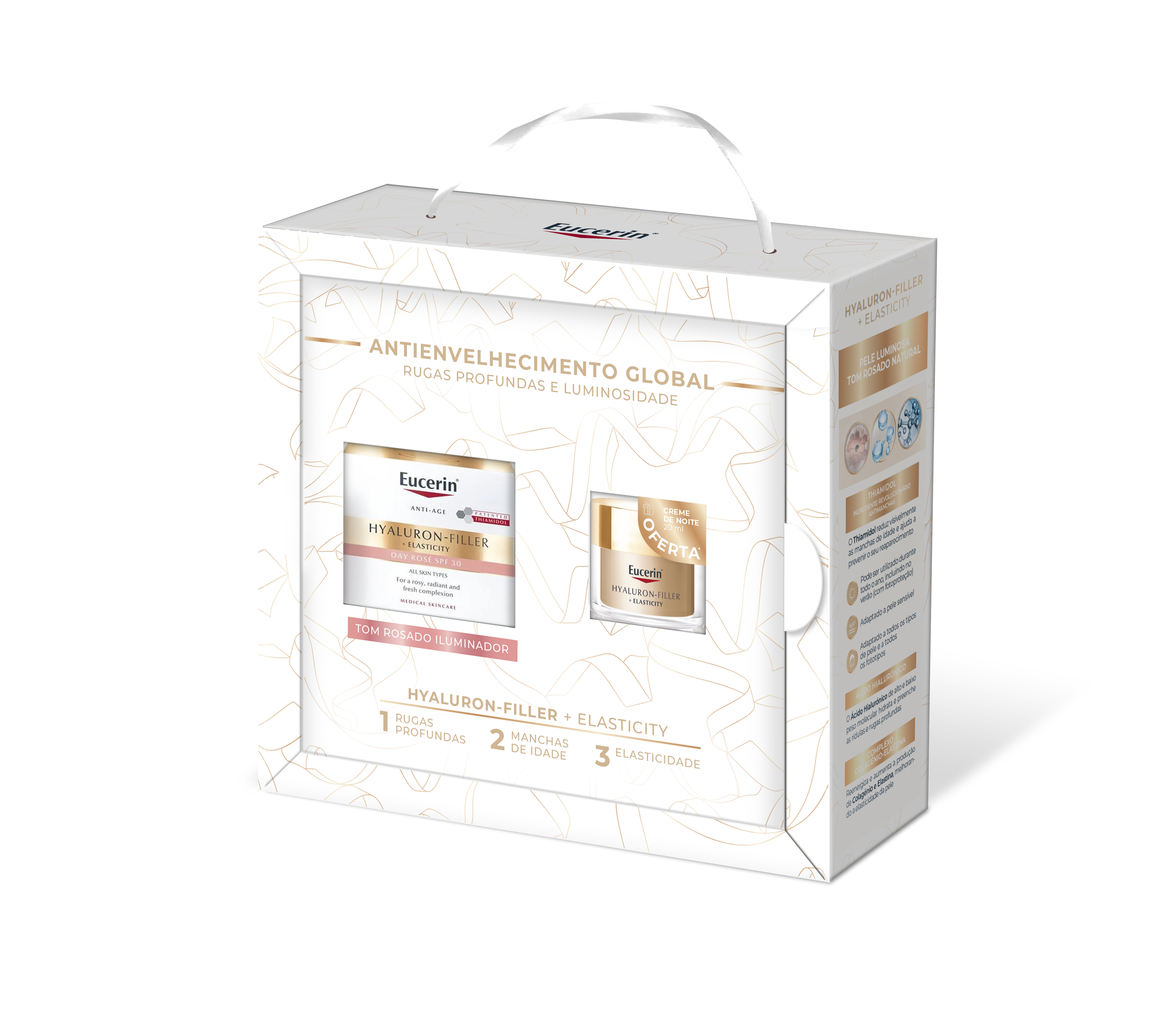 Eucerin Coffret Hyaluron-Filler + Elasticity Creme Dia Rose FPS30 50ml + Creme de Noite 20ml XMAS25