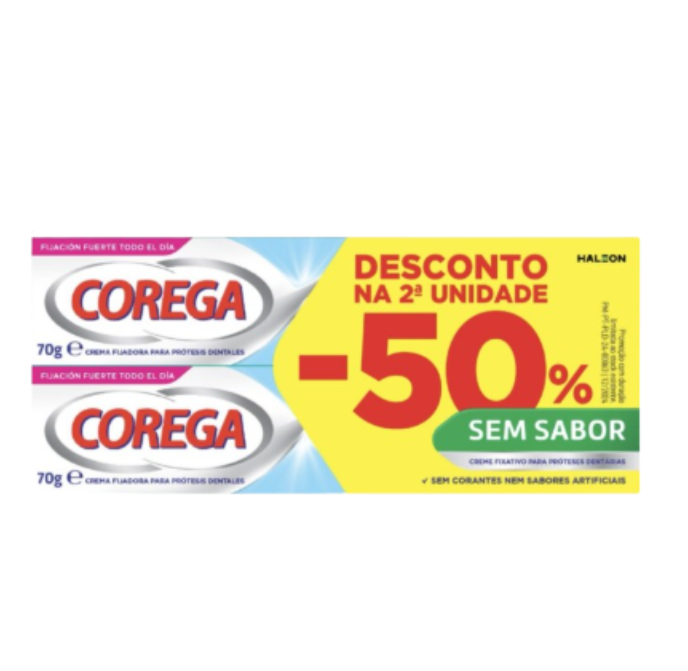 Corega Creme Fixador Prótese sem Sabor 70G X2 -50% 2ª Unidade