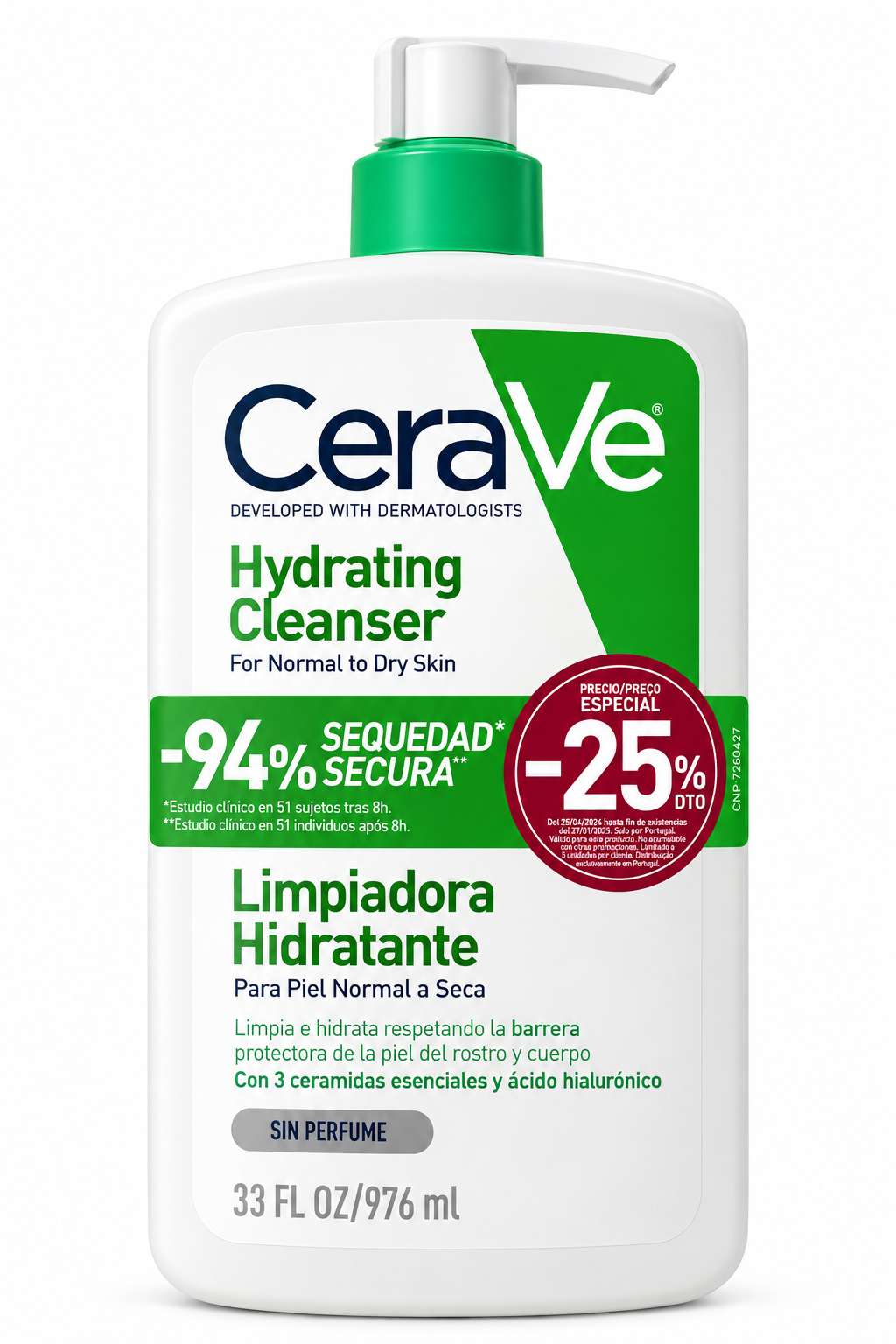 Cerave Creme de Limpeza Hidratante – 976 ml | 25% de Desconto