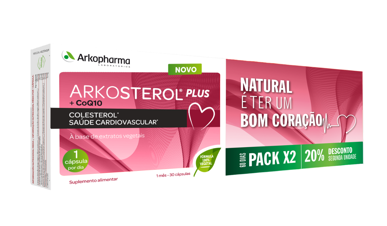 Arkosterol Plus Duo 2x30 Cápsulas com desconto de 20% na 2ª embalagem