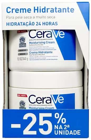 CeraVe Creme Hidratante Diário - 340g (DUO C/ Desconto 25% 2ª Embalagem)