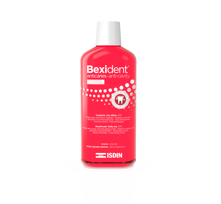 ISDIN Bexident Anticáries Colutório 500ML- Colutório de uso diário anticáries com flúor e CPC