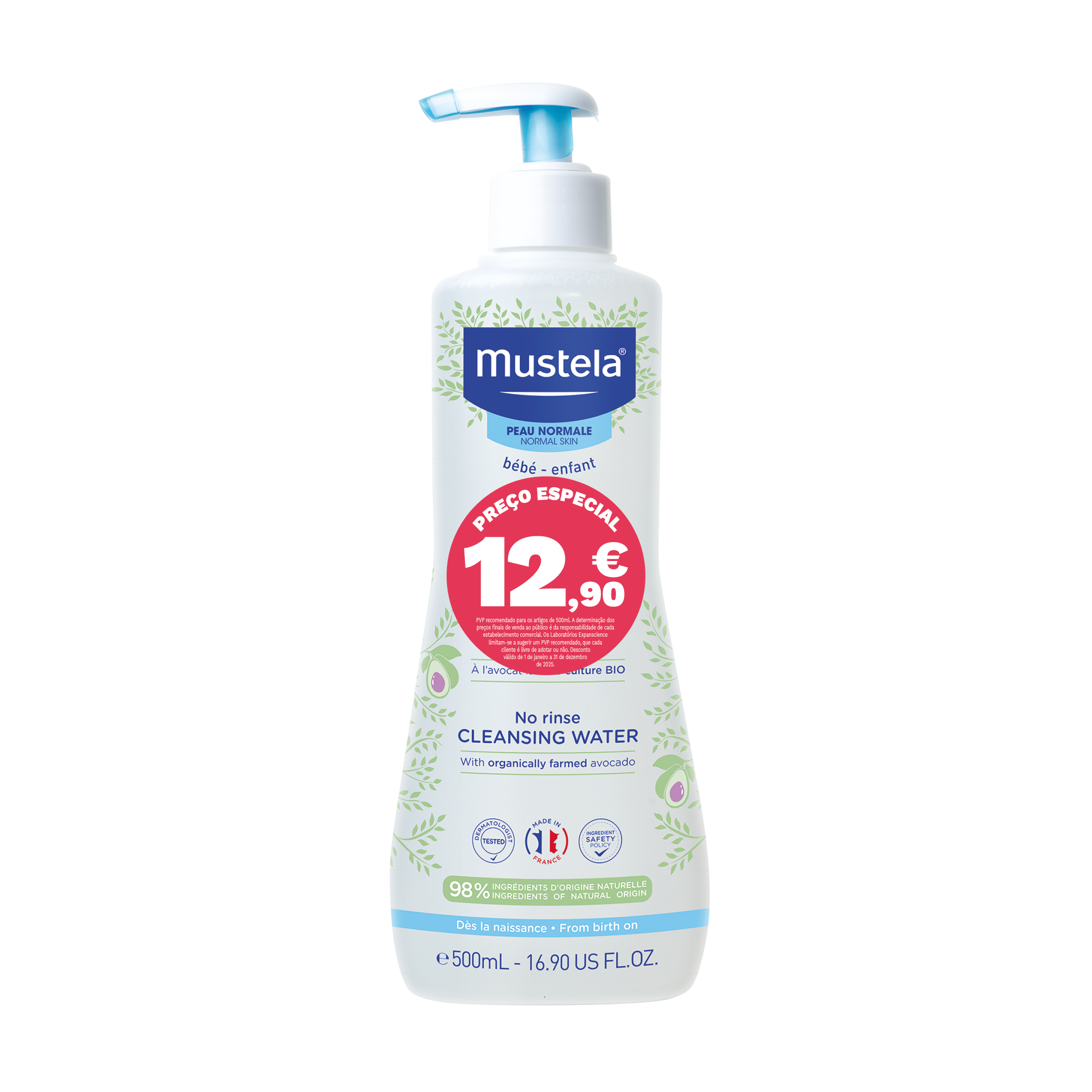 Mustela Pele Normal Bebé Água de Limpeza - 500ml (Preço Especial)