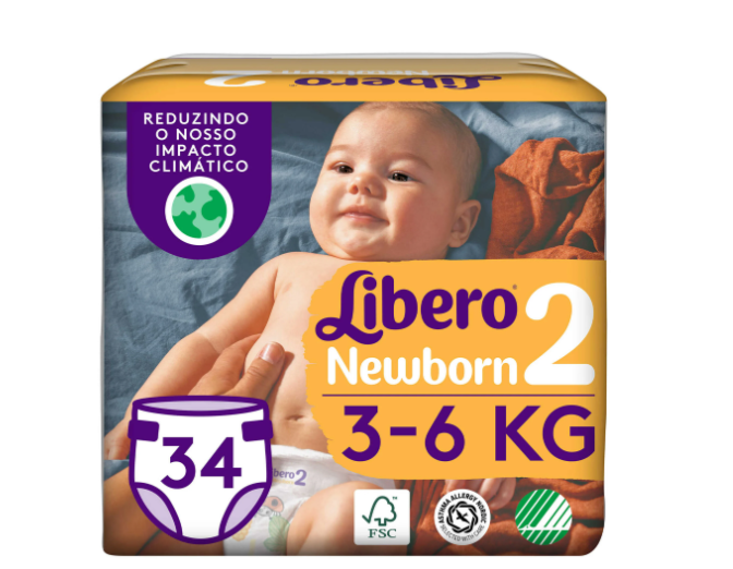 Libero Newborn 2 Fralda 3-6Kg 34 Unidades